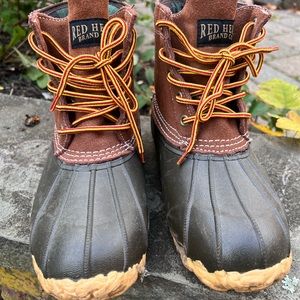 Red head brand duck boots with flannel insert size 8